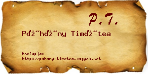 Páhány Timótea névjegykártya